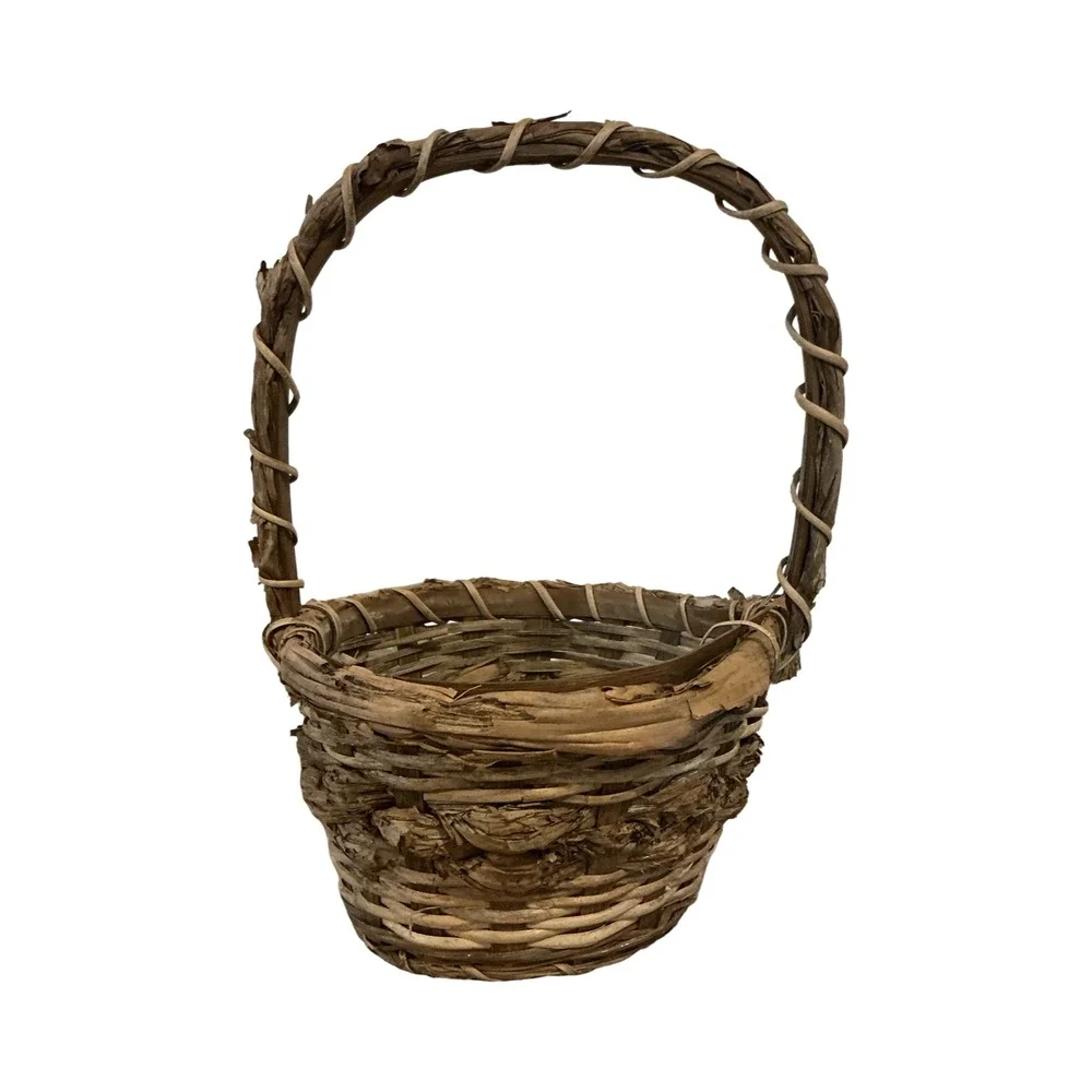 Rustic Handcrafted‎ Twig and Grapevine Gathering Basket Brown 7x10.5x4 Small